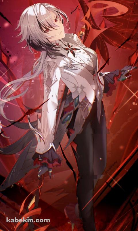 白いタキシードを着たアルレッキーノ / 原神のAndroidの壁紙(480px x 800px) スマホ用