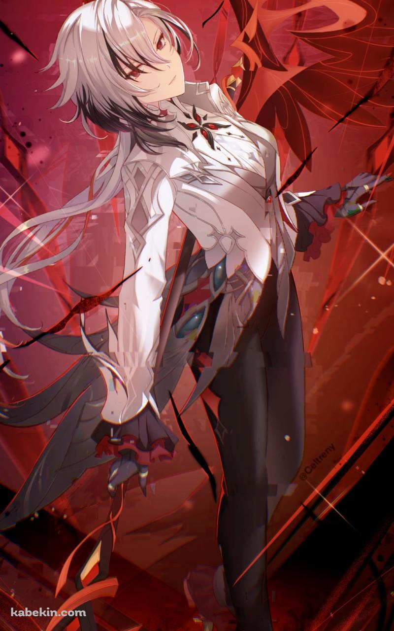白いタキシードを着たアルレッキーノ / 原神のAndroidの壁紙(800px x 1280px) スマホ用