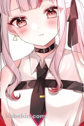 頬を赤らめる百鬼あやめ / ホロライブ / バーチャルYouTuber / VtuberのAndroidの壁紙(320px x 480px) スマホ用