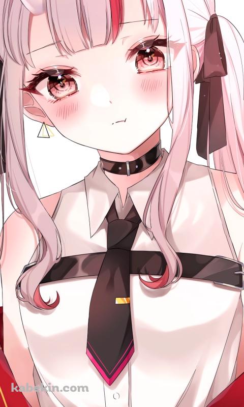 頬を赤らめる百鬼あやめ / ホロライブ / バーチャルYouTuber / VtuberのAndroidの壁紙(480px x 800px) スマホ用