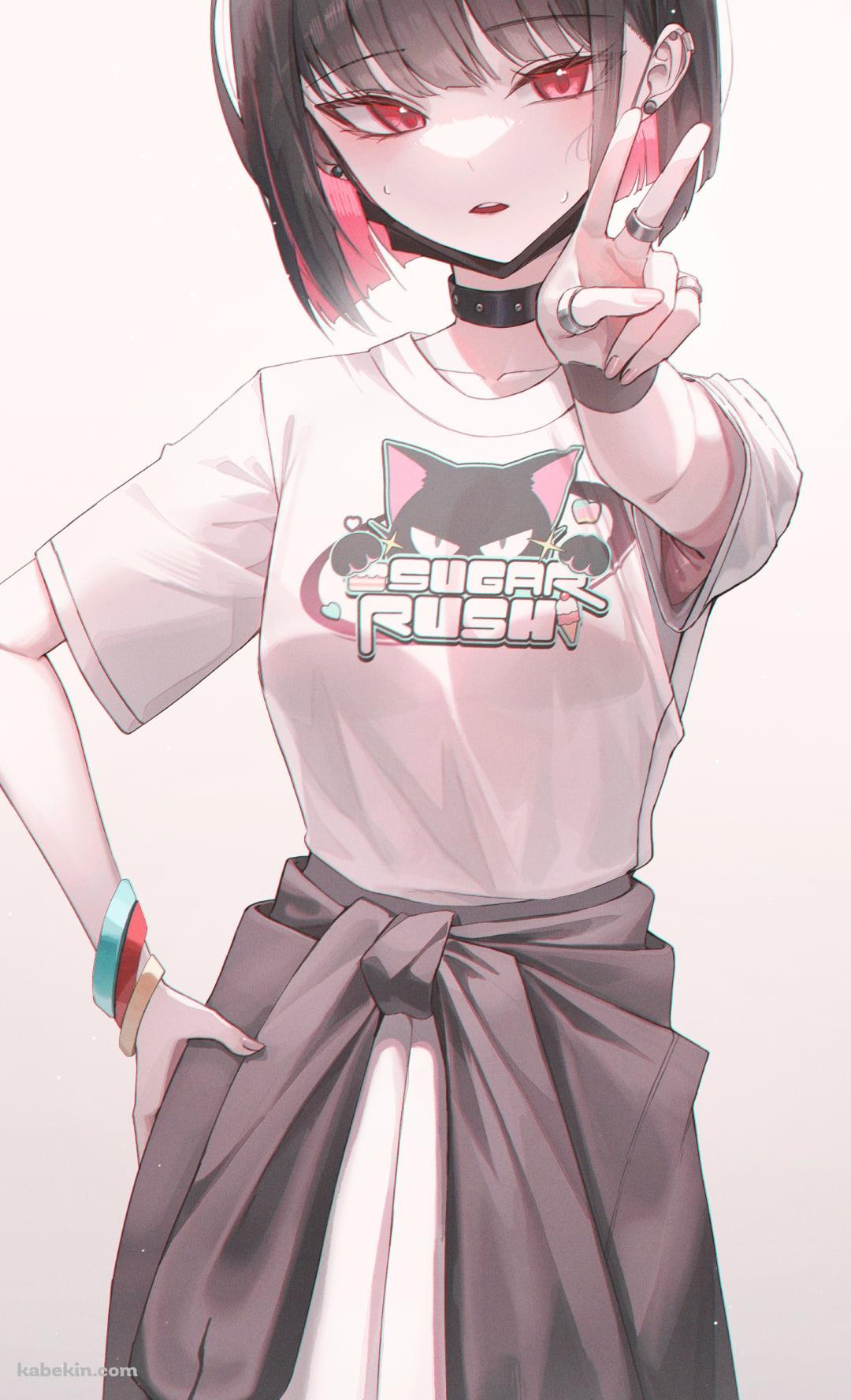 左手でピースをする杏山カズサ / ブルーアーカイブのAndroidの壁紙(1080px x 1776px) スマホ用