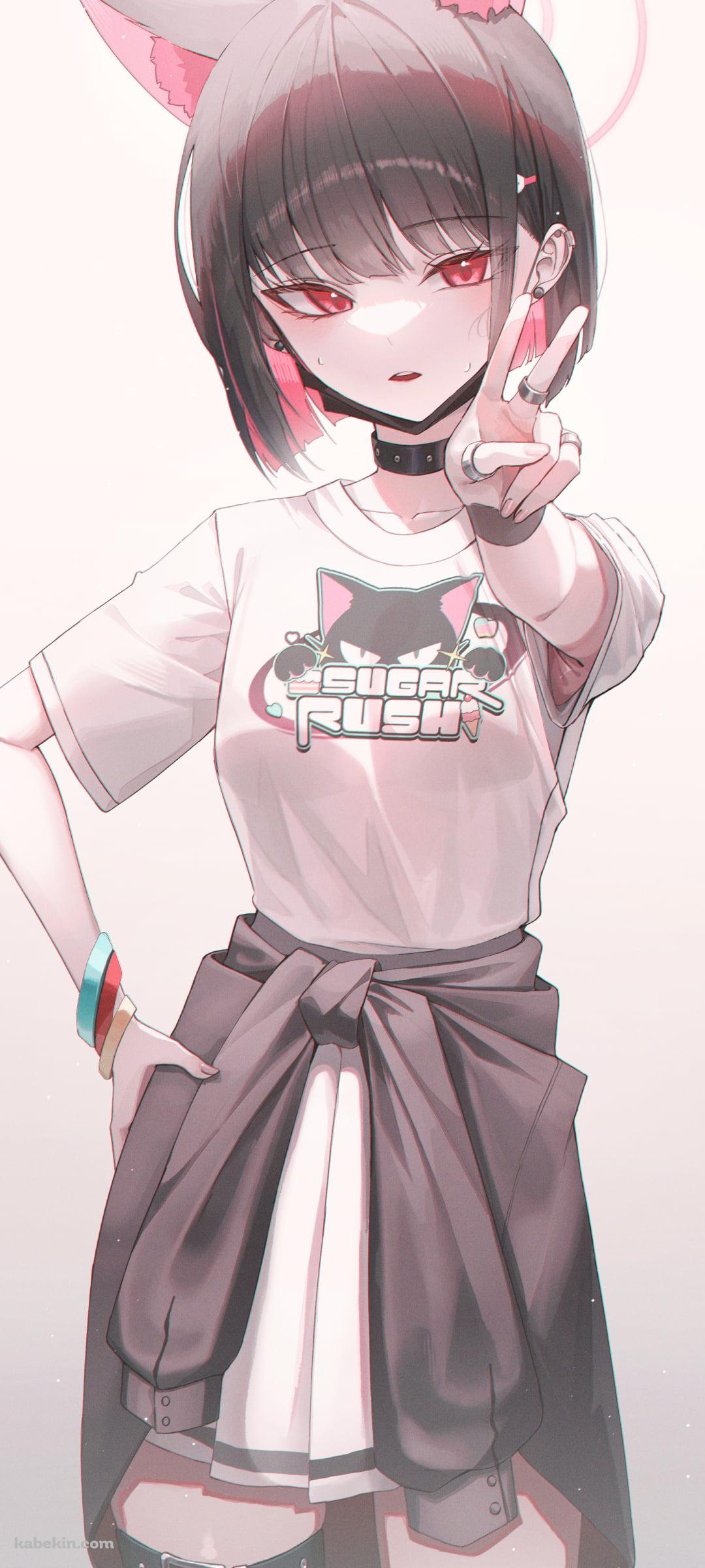左手でピースをする杏山カズサ / ブルーアーカイブのAndroidの壁紙(1080px x 2400px) スマホ用