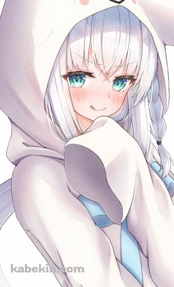お化けの着ぐるみを着た白上フブキ / ホロライブ / バーチャルYouTuber / VtuberのAndroidの壁紙(360px x 592px) スマホ用