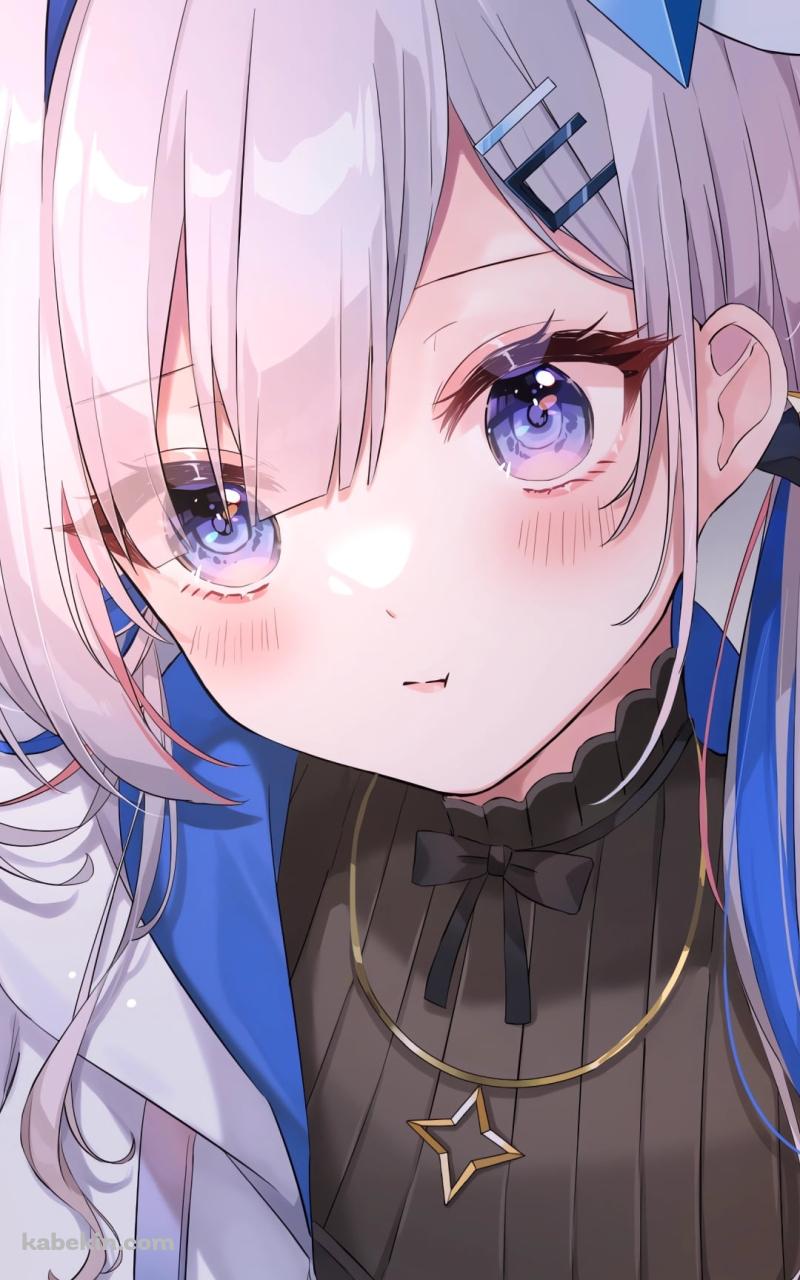 頬を赤らめる天音かなた / ホロライブ / バーチャルYouTuber / VtuberのAndroidの壁紙(800px x 1280px) スマホ用