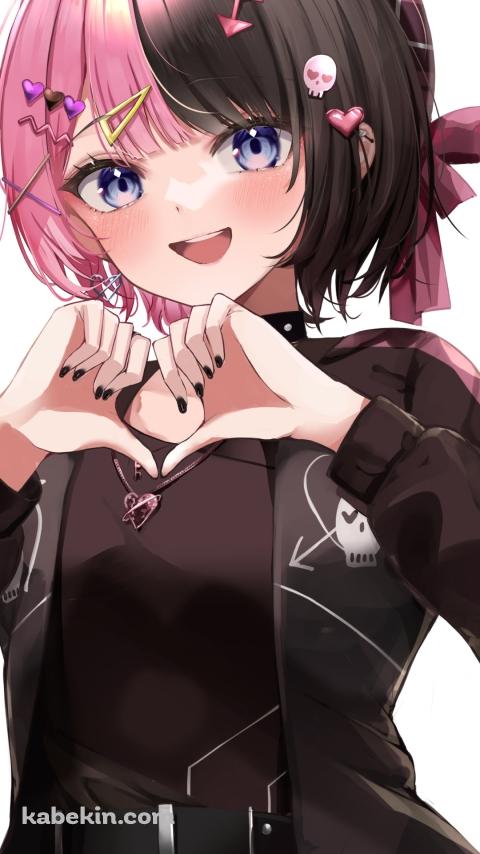 両手でハートを作る笑顔の橘ひなの / ぶいすぽっ！ / バーチャルYouTuberのAndroidの壁紙(480px x 854px) スマホ用