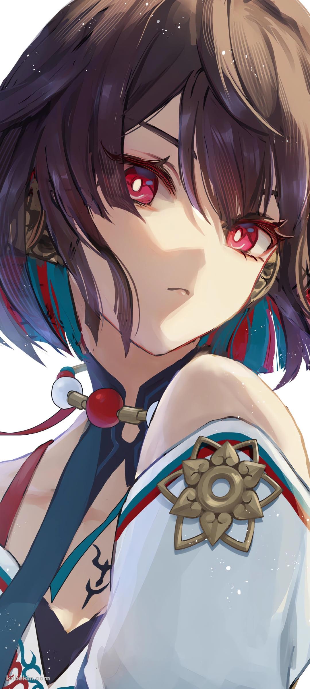 赤い瞳でこちらを見つめる雪衣 / 崩壊:スターレイルのAndroidの壁紙(1080px x 2400px) スマホ用
