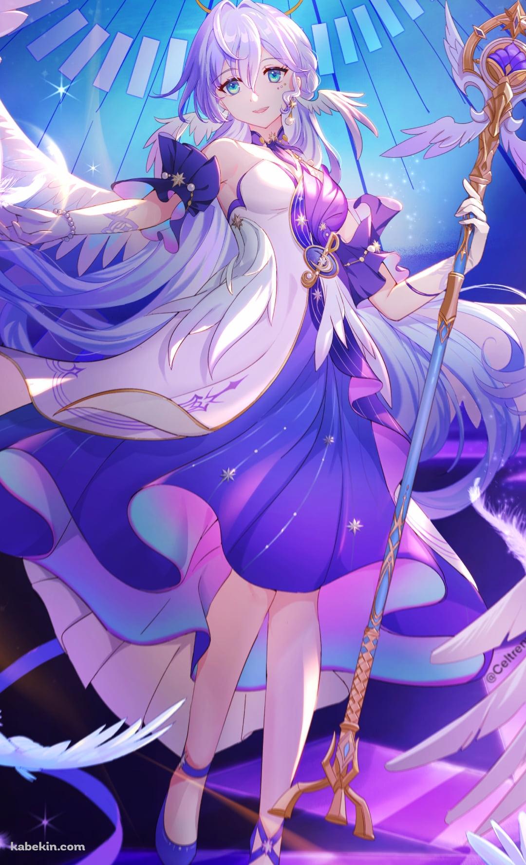 大きな杖を持つロビン / 白い羽 / 崩壊:スターレイルのAndroidの壁紙(1080px x 1776px) スマホ用