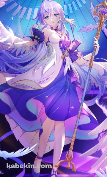 大きな杖を持つロビン / 白い羽 / 崩壊:スターレイルのAndroidの壁紙(360px x 592px) スマホ用