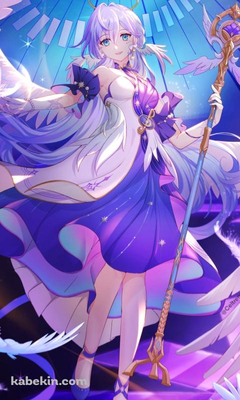 大きな杖を持つロビン / 白い羽 / 崩壊:スターレイルのAndroidの壁紙(480px x 800px) スマホ用
