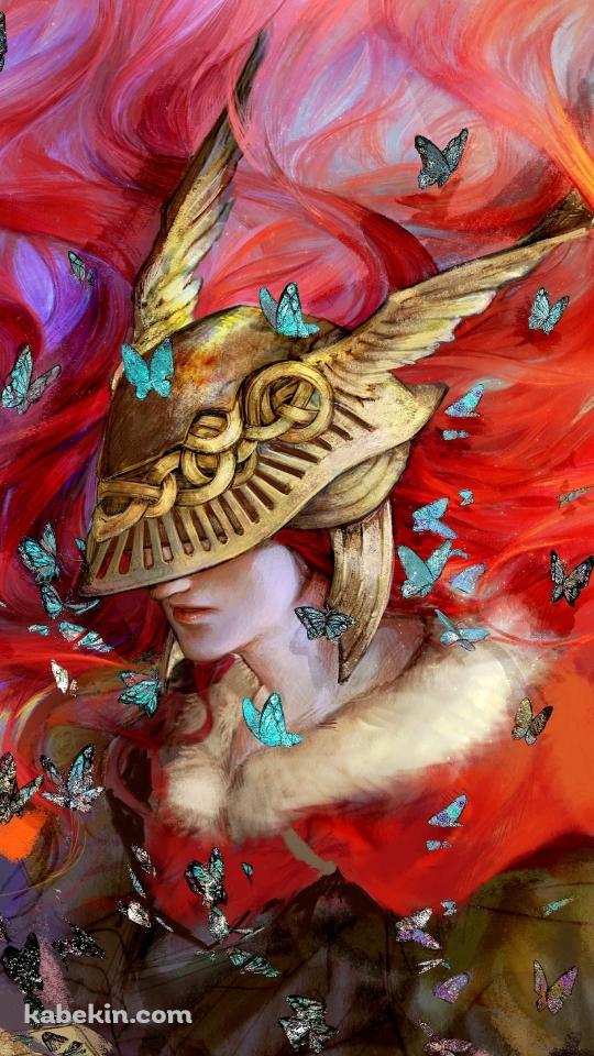 無数の青い蝶とミケラの刃マレニア / エルデンリングのAndroidの壁紙(540px x 960px) スマホ用