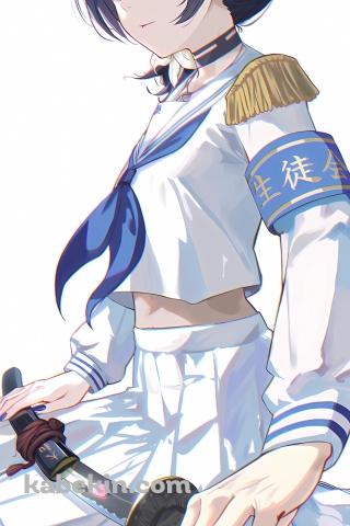 膝上で抜刀する杜野凛世 / アイドルマスターシャイニーカラーズのAndroidの壁紙(320px x 480px) スマホ用