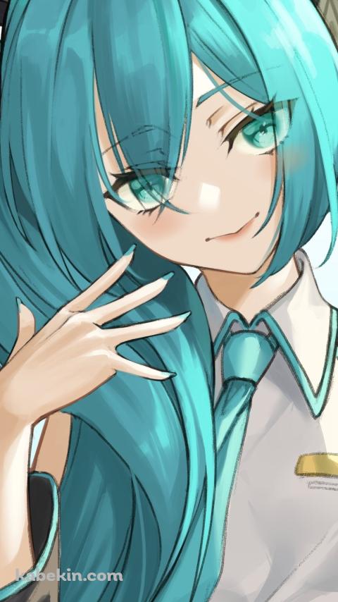 サイドポニーテールの初音ミク / ボーカロイドのAndroidの壁紙(480px x 854px) スマホ用