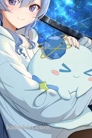 流れ星と星街すいせい / もちぽよちゃん / ホロライブ / バーチャルYouTuberのAndroidの壁紙(320px x 480px) スマホ用