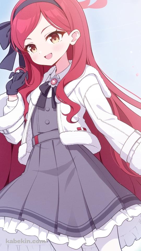 赤い髪を触る三善タカネ / ブルーアーカイブのAndroidの壁紙(540px x 960px) スマホ用