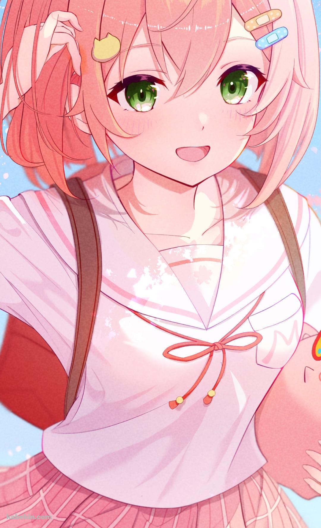 ピンクのショートカットのさくらみこ / ホロライブ / バーチャルYouTuberのAndroidの壁紙(1080px x 1776px) スマホ用