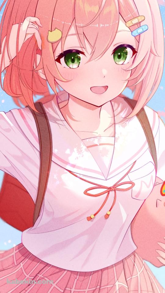 ピンクのショートカットのさくらみこ / ホロライブ / バーチャルYouTuberのAndroidの壁紙(540px x 960px) スマホ用