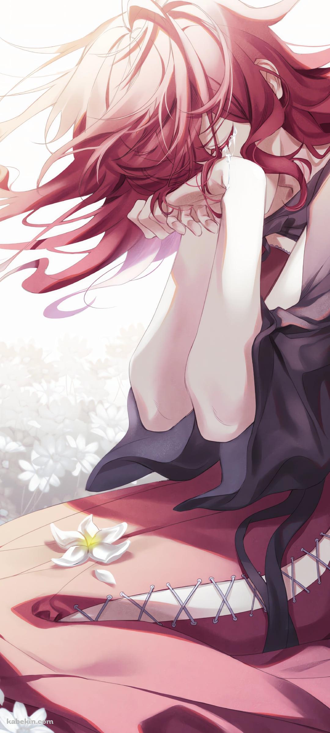 泣き崩れるデボル / 白い花 / ニーアレプリカントのAndroidの壁紙(1080px x 2400px) スマホ用