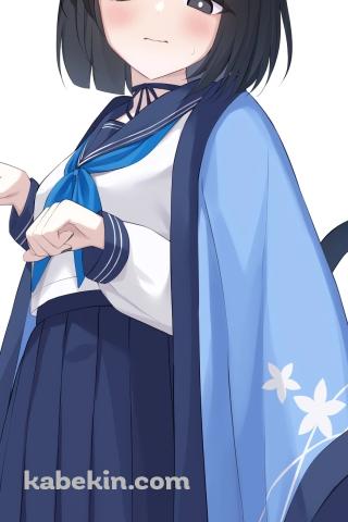 にゃんにゃんポーズをする桐生キキョウ / ブルーアーカイブのAndroidの壁紙(320px x 480px) スマホ用