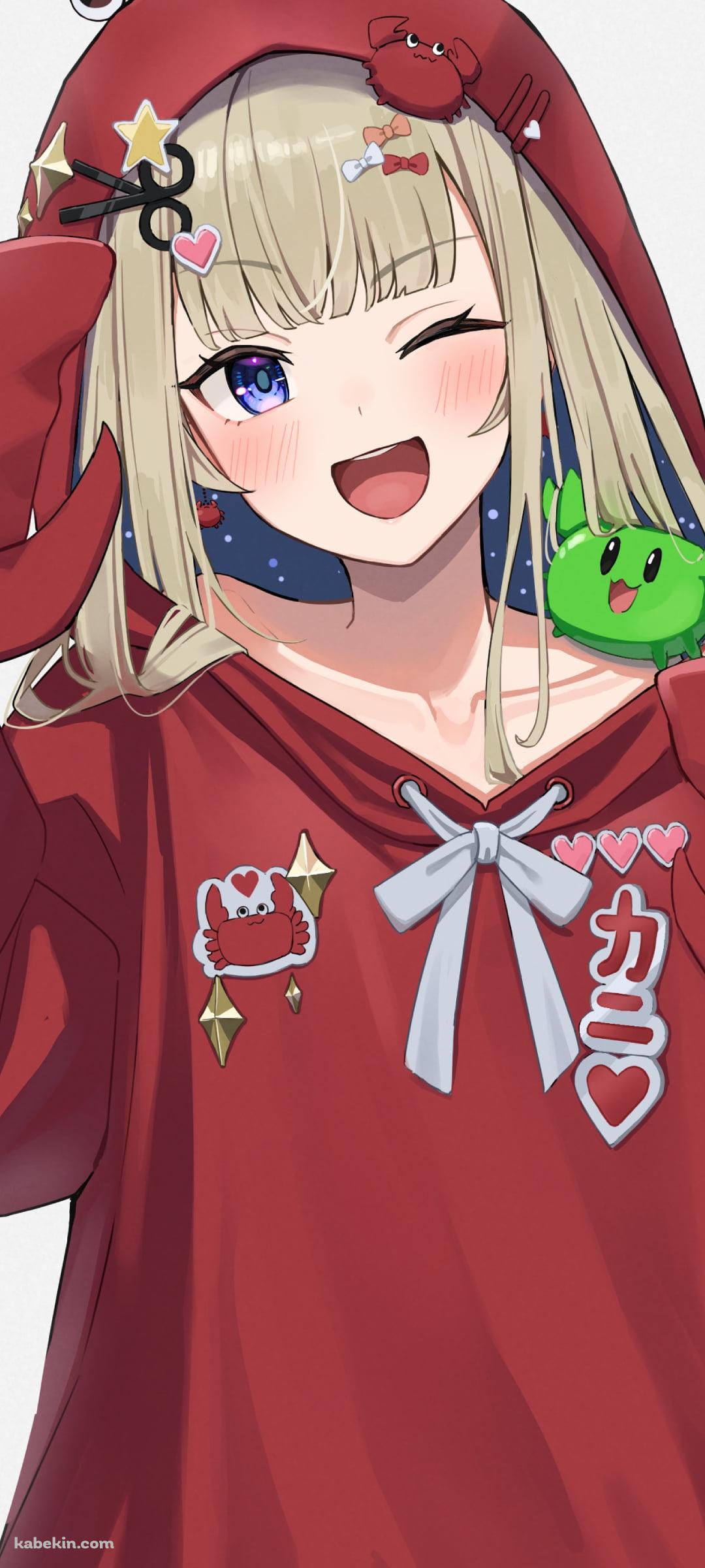 カニのパジャマを着る天ノ川しいな / バーチャルYouTuberのAndroidの壁紙(1080px x 2400px) スマホ用