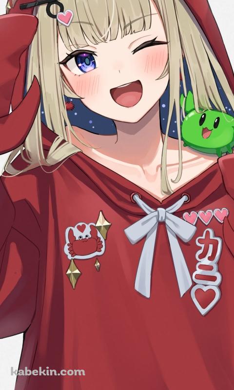 カニのパジャマを着る天ノ川しいな / バーチャルYouTuberのAndroidの壁紙(480px x 800px) スマホ用