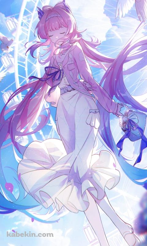 白い鳩と目をつぶる珊瑚宮心海 / 原神のAndroidの壁紙(480px x 800px) スマホ用