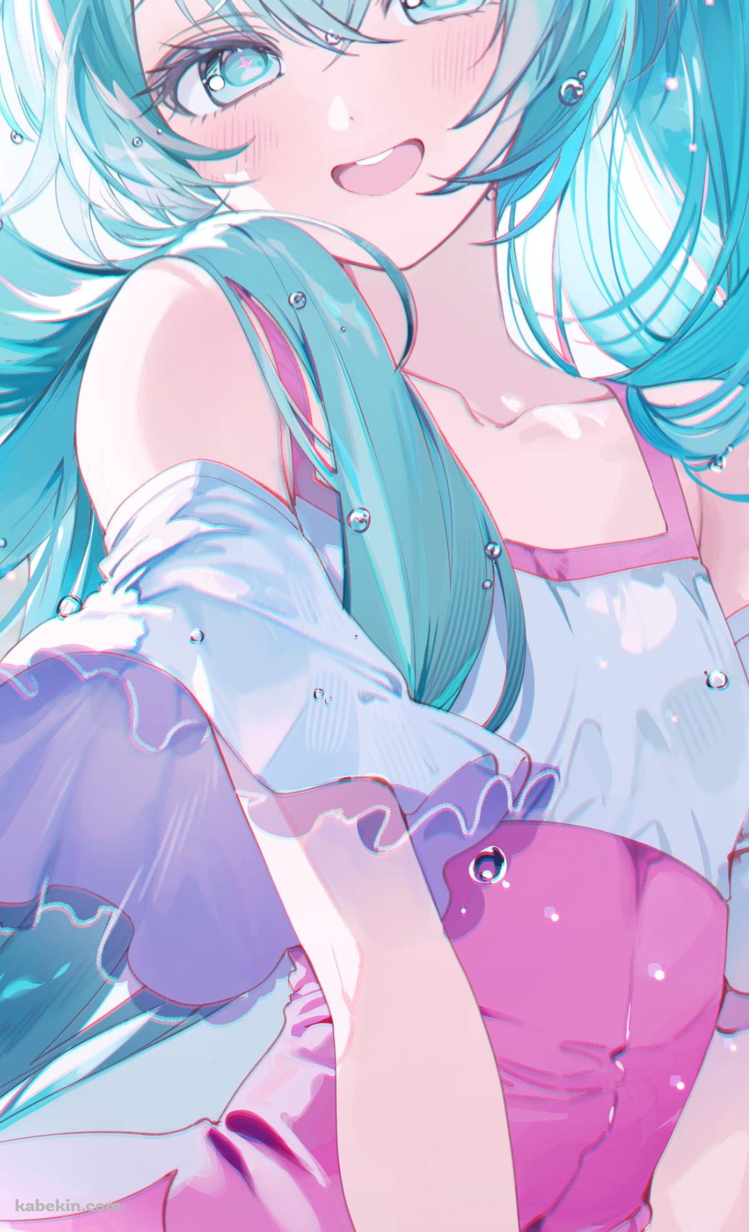 ピンクの服を着た可愛い初音ミク / ボカロのAndroidの壁紙(1080px x 1776px) スマホ用