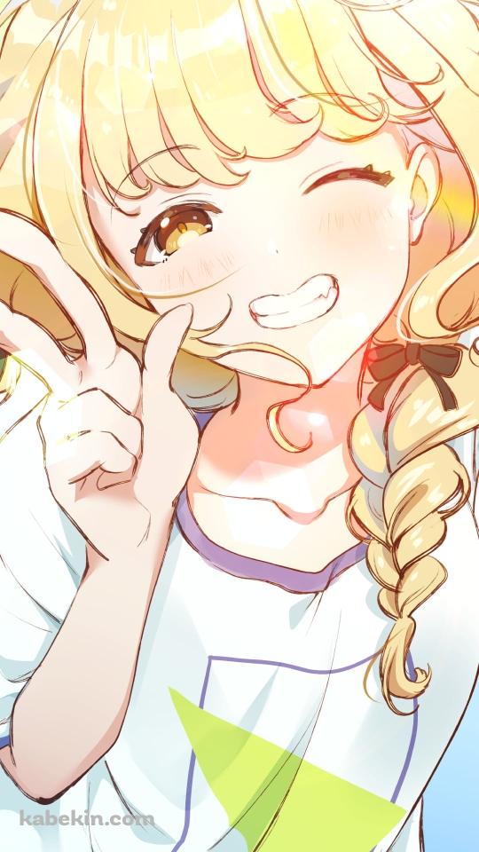 ウィンクしてピースをする藤田ことね / 学園アイドルマスターのAndroidの壁紙(540px x 960px) スマホ用