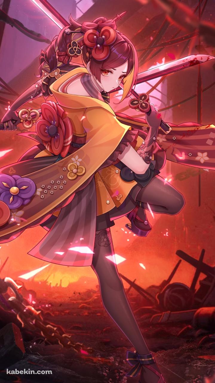 武器を構える千織 / 2刀流 / 原神のAndroidの壁紙(720px x 1280px) スマホ用