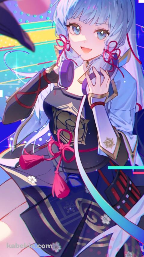 ヘッドフォンに手をかける神里綾華 / 原神のAndroidの壁紙(480px x 854px) スマホ用