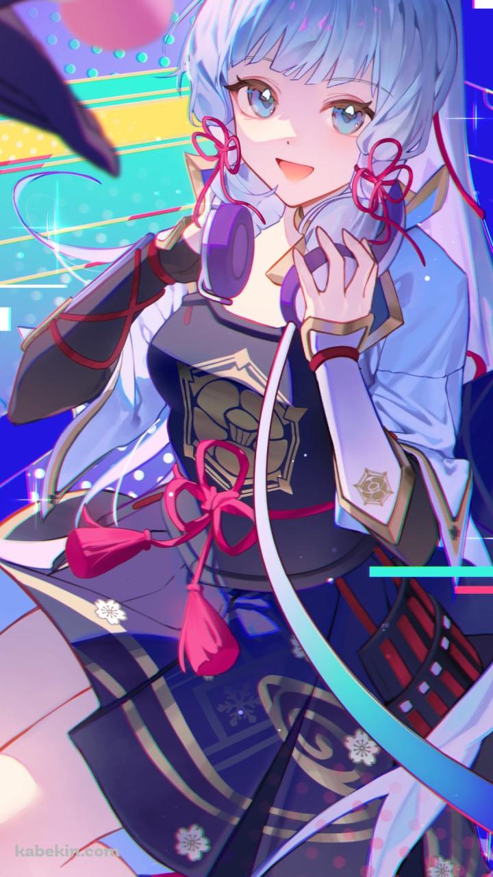 ヘッドフォンに手をかける神里綾華 / 原神のAndroidの壁紙(720px x 1280px) スマホ用