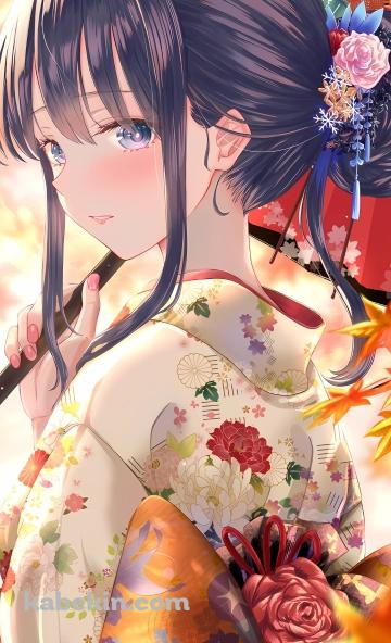 紅葉と和傘を持つ雪ノ下雪乃 / やはり俺の青春ラブコメはまちがっている。のAndroidの壁紙(360px x 592px) スマホ用