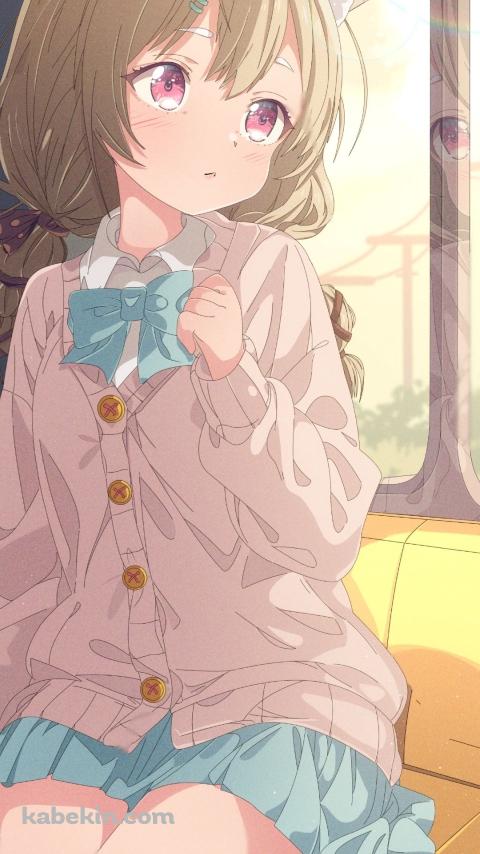 黄色い椅子に座るkomachi panko / バーチャルYouTuberのAndroidの壁紙(480px x 854px) スマホ用