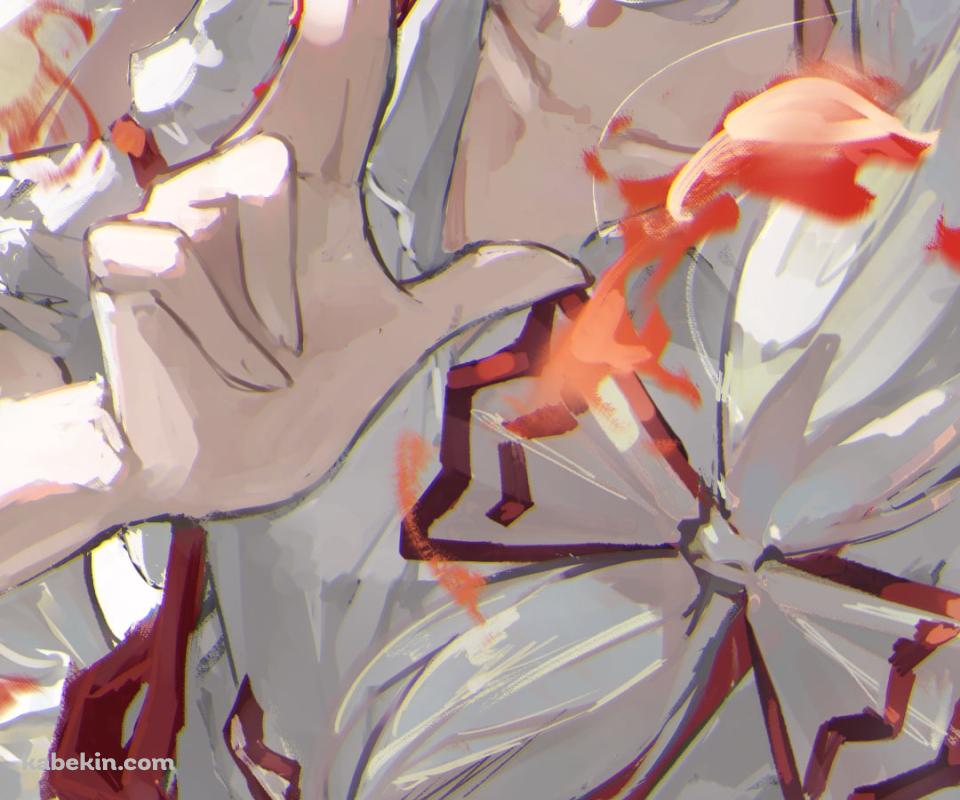 煙草を吸う藤原妹紅 / 東方のAndroidの壁紙(960px x 800px) スマホ用