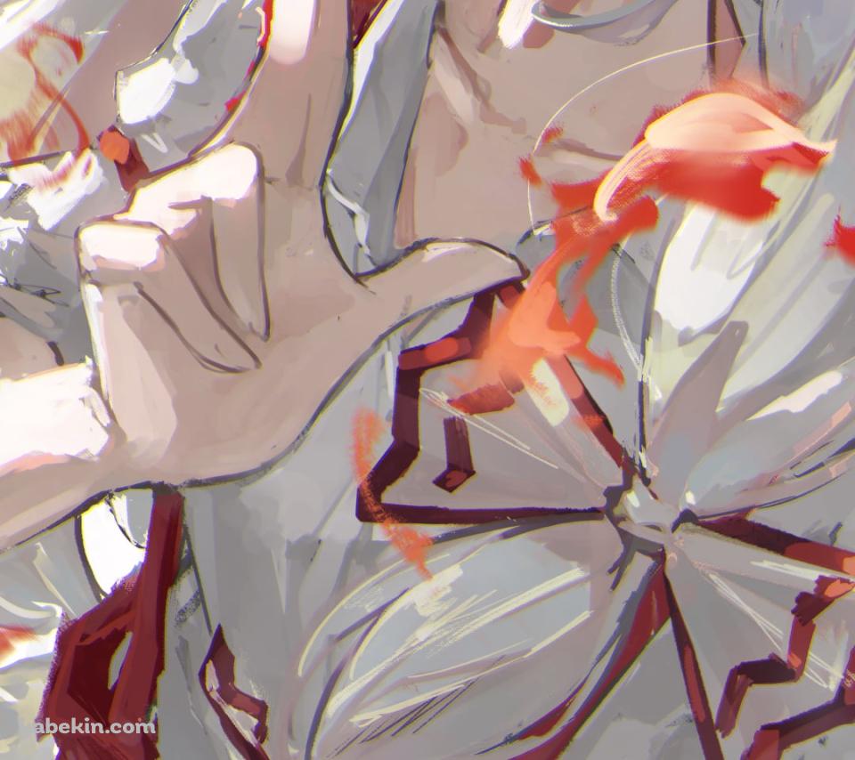煙草を吸う藤原妹紅 / 東方のAndroidの壁紙(960px x 854px) スマホ用