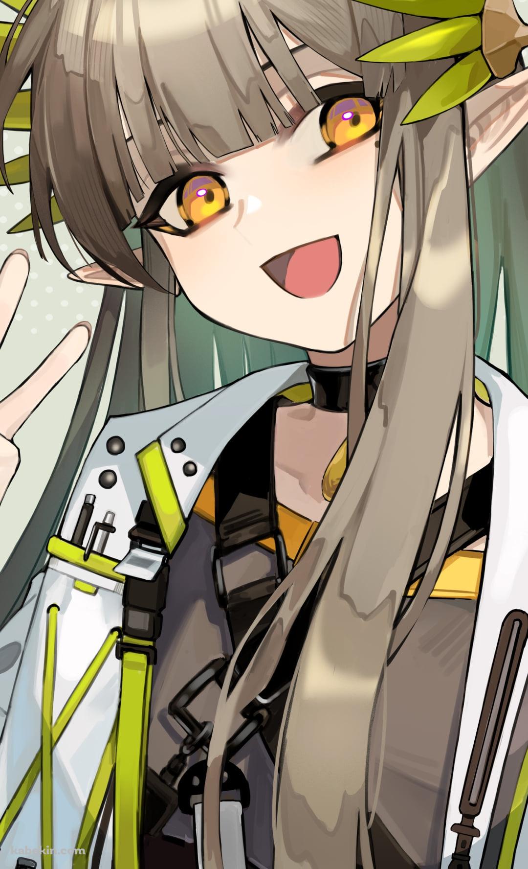 笑顔でピースをするミュルジス / アークナイツのAndroidの壁紙(1080px x 1776px) スマホ用
