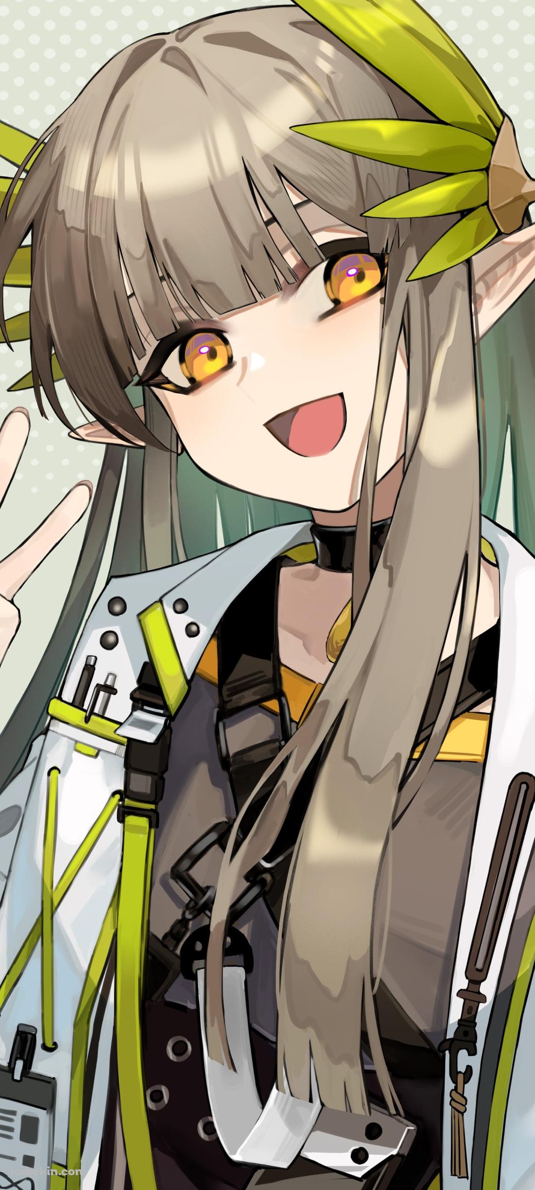 笑顔でピースをするミュルジス / アークナイツのAndroidの壁紙(1080px x 2400px) スマホ用
