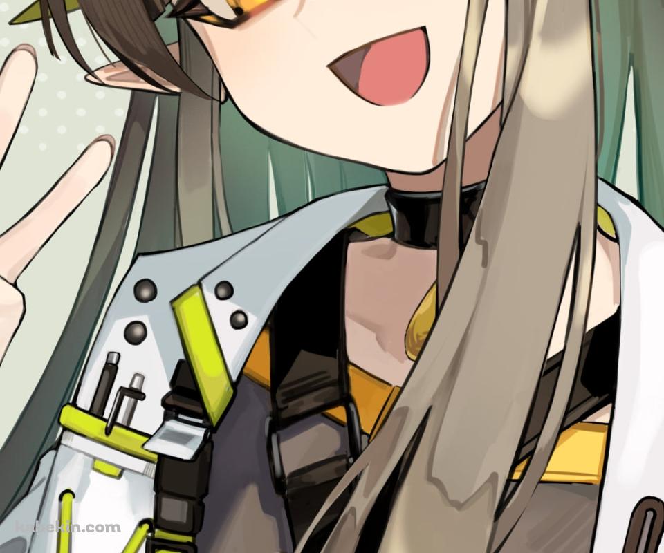 笑顔でピースをするミュルジス / アークナイツのAndroidの壁紙(960px x 800px) スマホ用