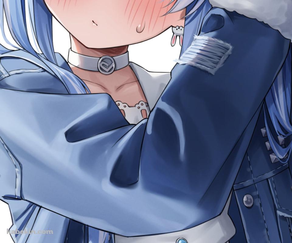 顔を赤らめてツインテールを結わく兎田ぺこら / ホロライブ / バーチャルYoutuberのAndroidの壁紙(960px x 800px) スマホ用