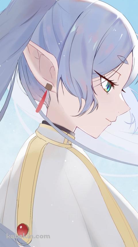 斜め下を見つめるフリーレンの横顔 / 葬送のフリーレンのAndroidの壁紙(480px x 854px) スマホ用