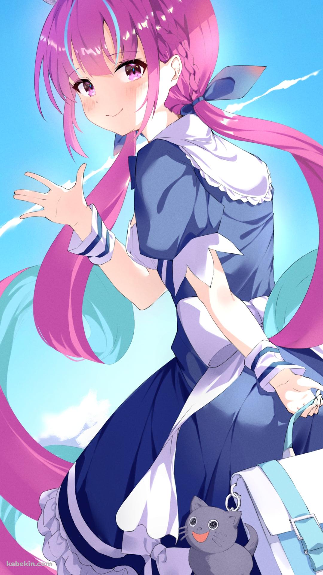 振り向いて手を振る湊あくあ / ホロライブ / バーチャルYouTuberのAndroidの壁紙(1080px x 1920px) スマホ用
