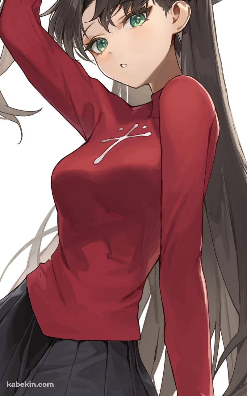 髪を触る遠坂凛 / FateのAndroidの壁紙(800px x 1280px) スマホ用