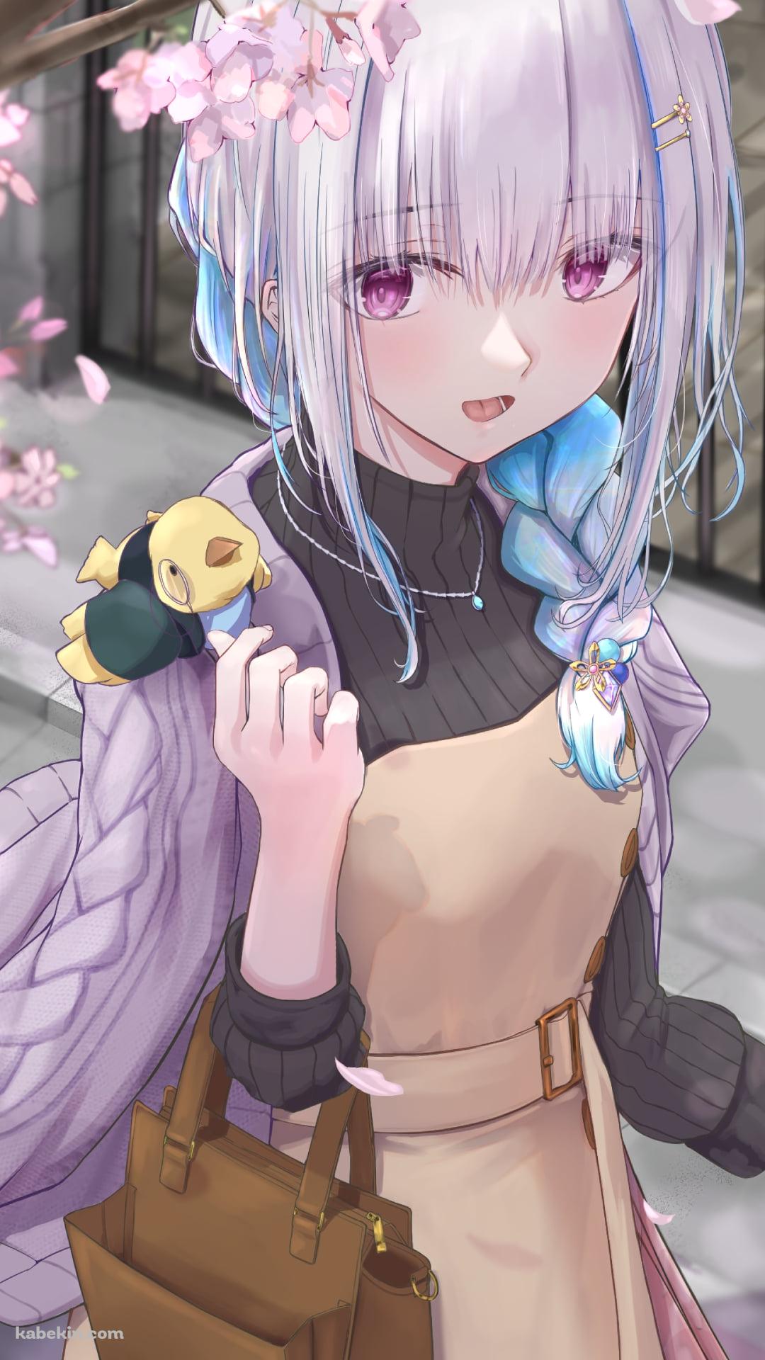 桜の花とリゼ・ヘルエスタ / ホロライブ / バーチャルYouTuberのAndroidの壁紙(1080px x 1920px) スマホ用