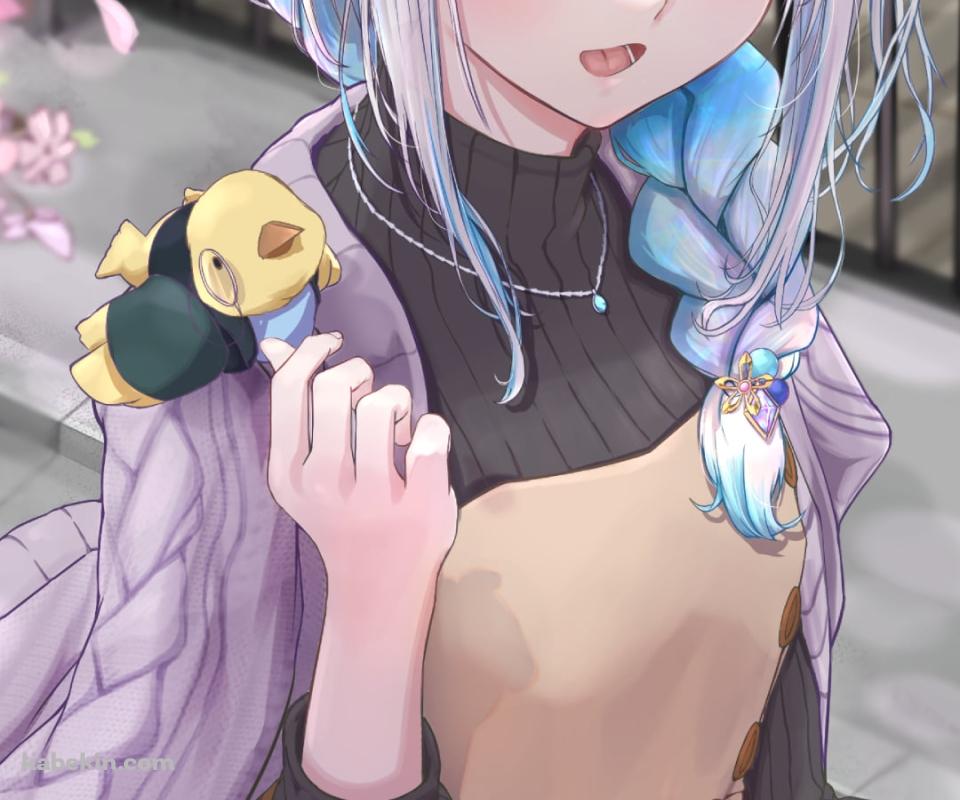 桜の花とリゼ・ヘルエスタ / ホロライブ / バーチャルYouTuberのAndroidの壁紙(960px x 800px) スマホ用