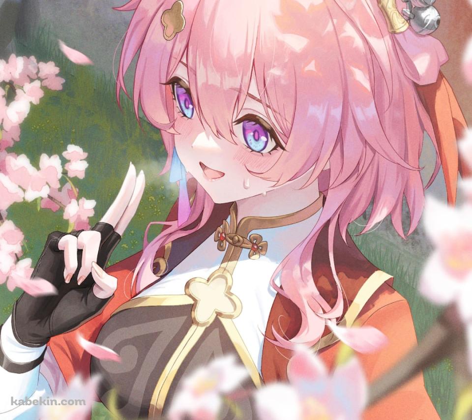 桜の花と三月七 / 崩壊:スターレイルのAndroidの壁紙(960px x 854px) スマホ用