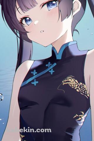 チャイナ服を着た竜華キサキ / ブルーアーカイブのAndroidの壁紙(320px x 480px) スマホ用