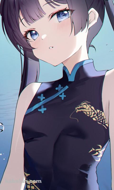 チャイナ服を着た竜華キサキ / ブルーアーカイブのAndroidの壁紙(480px x 800px) スマホ用