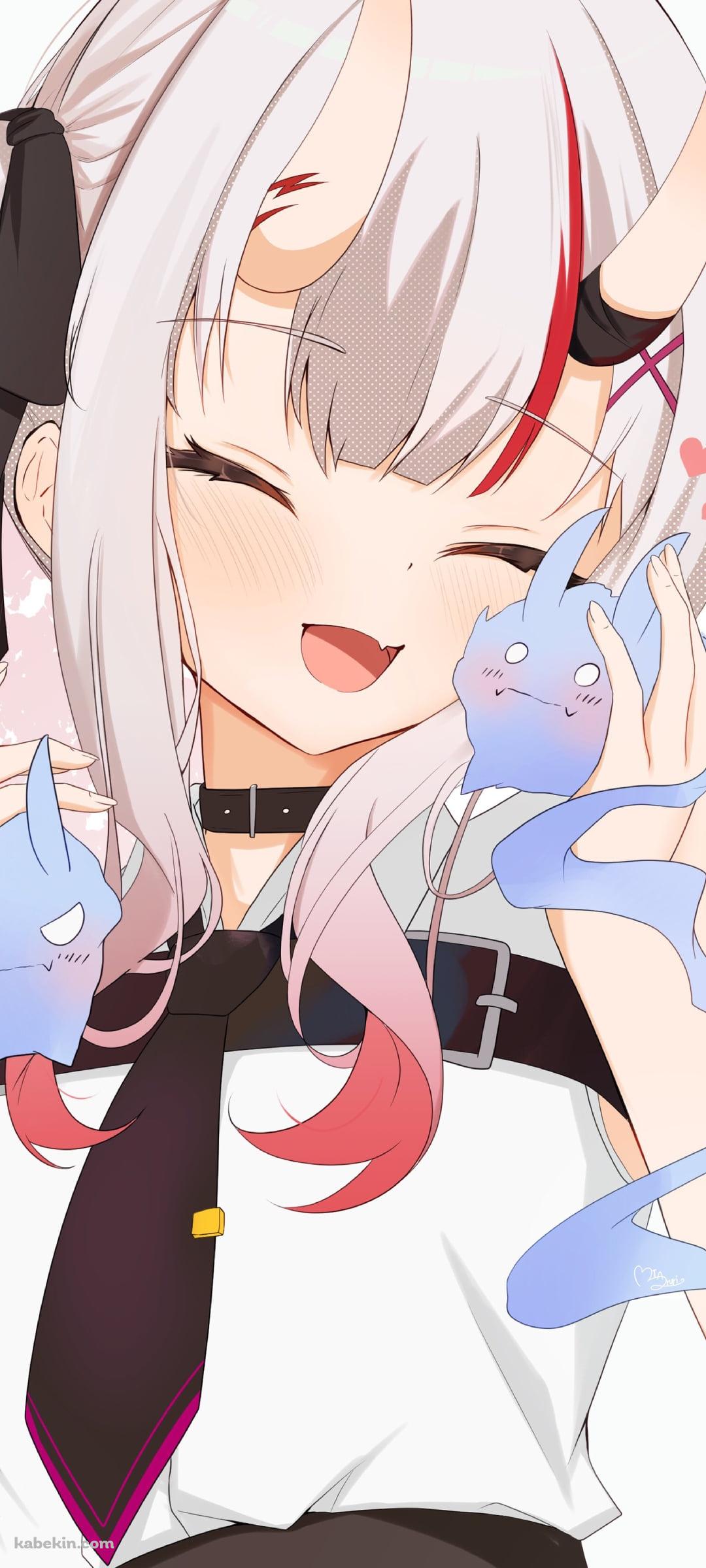 笑顔の百鬼あやめ / ホロライブ / バーチャルYouTuberのAndroidの壁紙(1080px x 2400px) スマホ用
