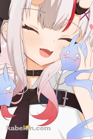 笑顔の百鬼あやめ / ホロライブ / バーチャルYouTuberのAndroidの壁紙(320px x 480px) スマホ用