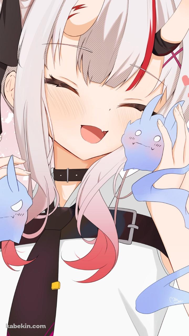 笑顔の百鬼あやめ / ホロライブ / バーチャルYouTuberのAndroidの壁紙(720px x 1280px) スマホ用
