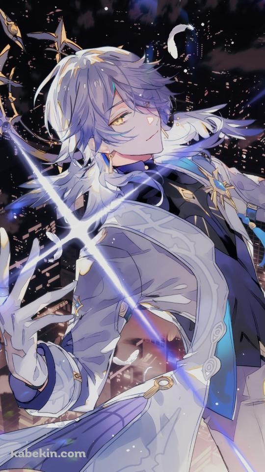 白い羽と白いタキシードを着たサンデー / 崩壊:スターレイルのAndroidの壁紙(540px x 960px) スマホ用